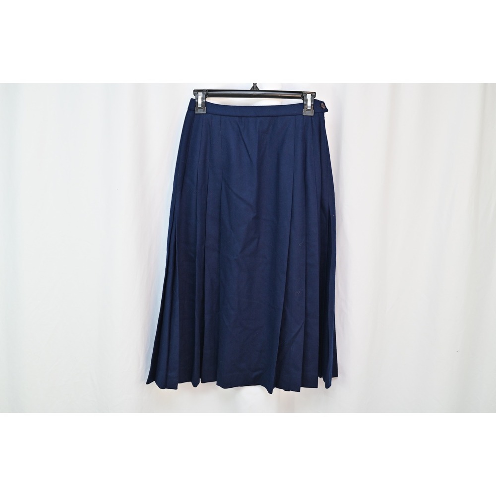 Pendleton Petite Wool Skirt Navy Blue Pleated A-Line Made in USA Size 6P